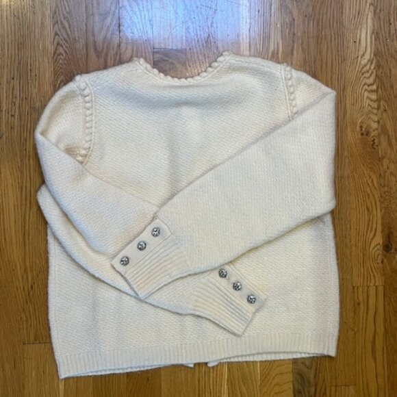 J.CREW Odette Lady Sweater with Jewel Buttons Heather Muslin NWT Small - Picture 8 of 10